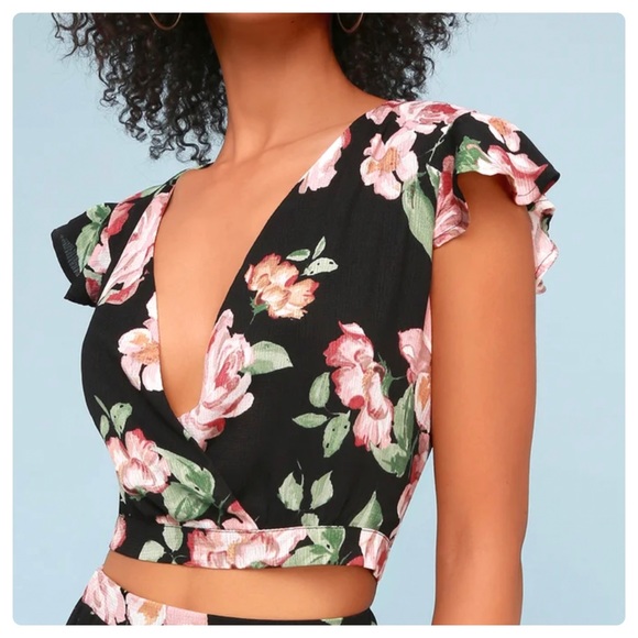 NEW Lulus Good Fleur You Floral Crop Top - Picture 1 of 11